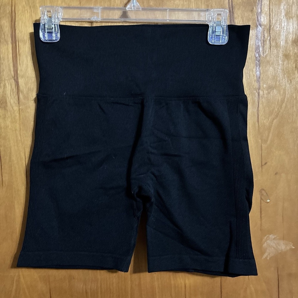 Black Seamless Scrunch Butt Biker Shorts High Waisted Yoga Gym Workout Large